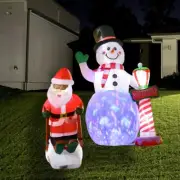 Ski Santa & Snowman 2 Piece Christmas Inflatable Home Yard Décor Holidays