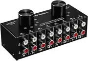 Blelsa 6-In-2-Out Audio Switcher Two-Way Audio Signal Selector Box Splitter Distributor with Inputs & Outputs Black 6-In-2-Out RCA
