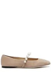 Jimmy Choo Ade Embellished Suede Ballet Flats - Nude - 41 (IT41 / UK8) 41 (IT41 / UK8)