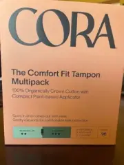 Cora Comfort Fit Organic Cotton Tampons Multipack Regular/Super 96 Ct - Open Box