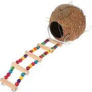 ibasenice Coconut Shell Hideout for Reptiles with Ladder Decorative Reptile Nest for Lizards Turtles Snakes Unique Climbing Habitat for Pet Enrichment