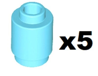 LEGO 5 New Medium Azure Brick Round 1 x 1 Open Stud Building Part 3062b TQ