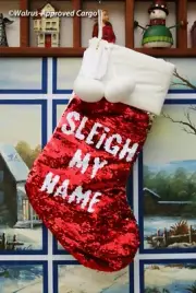 POTTERY BARN TEEN MAGIC SEQUINS STOCKING “SLEIGH MY NAME” -NWT- SPARKLE ON!