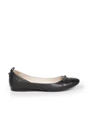Black Leather Stud Detail Ballet Flats