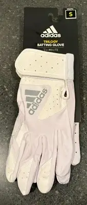 Adidas Youth S Trilogy Climalite Batting Gloves white gray Leather Palm NEW