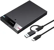Enclosure HDD Case 2.5 Inch Hard Drive Enclosure, USB 3.0 Type-C Cable External Hard Drive 5TB 5Gbps HD Portable Storage Device Support UASP