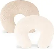 Konssy 2 Pack Nursing Pillow Covers, Soft and Comfortable Nursing Cover for Breastfeeding Pillows, Pillow Slipcover for Baby Girls Boys Newborn(Brown, Beige)