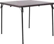 34'' Square Bi-Fold Brown Plastic Folding Table with Carrying Handle