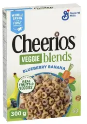 Cheerios Veggie Blends Blueberry Banana Cereal, Whole Grains, 300g