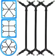 Bed Sheet Holder Straps, 3 PCS/12 Ways, Adjustable Crisscross Bed Sheet Clips, E