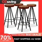 bar stools industrial leather brown black 30cm set of 4 5448