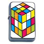 80's Theme D8 Flip Top Oil Lighter Windproof Resistant Flame Puzzle Cube