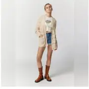 Urban Outfitters Alston Cardigan Light Tan Distressed Size Small NWT