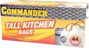 Commander 13 Gallon 0.9 MIL White Tall Kitchen Garbage Bags - 24" x 27" -44 Bags