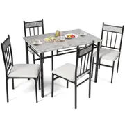 Costway 5PCs Dining Table Chairs Set Marble-Like Tabletop Dining Set