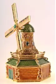 WINDMILL TRINKET BOX BY KEREN KOPAL, COLORFUL & CRYSTALS, NICE DETAILS, ELEGANT.
