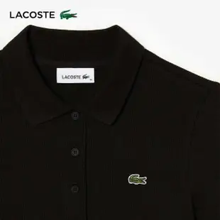 【LACOSTE】女裝-有機棉Polo領短袖洋裝(黑色)