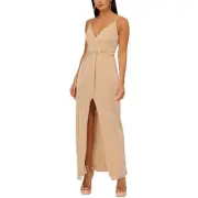 Aidan by Aidan Mattox Womens Gold Metallic Formal Evening Dress Gown 6 BHFO 0226