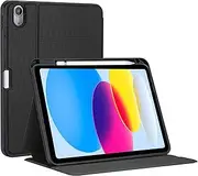 ProCase for 2022 iPad 10th Generation Case with Pencil Holder, Slim Stand Protective Folio Book Cover for iPad 10.9 inch 2022 A2696 / A2757 / A2777 -Black
