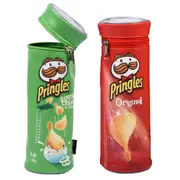 2pc Helix Pringles Pencil Case/Pouch School/Art Drawing Pens Organiser Green/Red