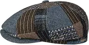 [Stetson] Hatteras Classic Patchwork Flat Cap Peaked Cap Flat Cap Balloon Hat Men's – Made in The EU with Peak, Lining Autumn Winter