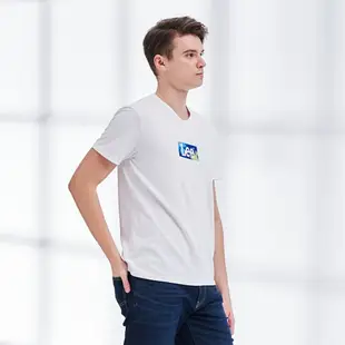 【涼感衣】Lee 天空藍小Logo短袖圓領T恤 男 白 Modern 玉石科技