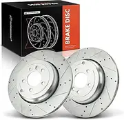 A-Premium 14.37 inch (365 mm) Rear Drilled and Slotted Disc Brake Rotors Compatible with Select Land Rover Models - Range Rover Sport 2010-2013, Defender 110 2020, 2-PC Set