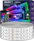 300ft Waterproof LED Strip Lights with Bluetooth App RGB Exterior Rope Light.