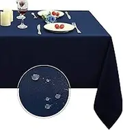 Obstal Rectangle Table Cloth, Oil-Proof Spill-Proof and Water Resistance Microfiber Tablecloth, Decorative Fabric Table Cover for Outdoor and Indoor Use (Navy Blue, 60 x 84 Inch)