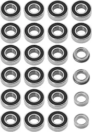 EMSea 24Pcs RC Car Ball Race Bearing Upgrade Bearing Set Replacement Part 5x11x4mm 2RS 5x8x2.5mm ZZ 5x8x2.5mm Flanged Compatible with T-Amiya MF-01X