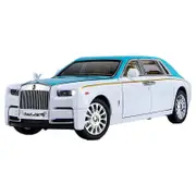 Catzon Exquisite Car Model 1/24 Zinc Alloy Pull Back Toy with Sound & Light-Blue White