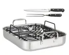 Viking, 3-Ply Clad Stainless Steel Roaster | Rack + 2-Piece Carving Set