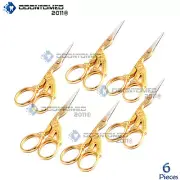 ODM 6 Stork Sewing Embroidery Scissor 3.5", Gold Plated New