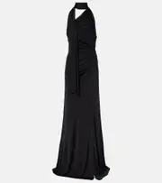 [Tom Ford] Tom Ford Scarf-detail one-shoulder jersey gown UK 12 black