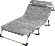 2-in-1 Camping Bed w/Mattress and Pillow 4 Position Folding Sleeping Cot for Adults Portable Foldable Patio Chaise Lounge Chair for Outside, Poolside, Beach, Lawn