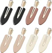 YIERSO 8 Pcs No bend Hair Clips No Crease Makeup Hair Clip Duckbill Clips No Dent Creaseless Flat Clip Alligator Hair Barrettes for Salon Hairstyle Women Girls Makeup Accessories (Black Coffee)