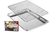 Small Quarter Sheet Baking Pan with Rack, Stainless Steel Baking Rack & Alumi...