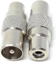 DRUT 1pcs. TV Aerial Coax Plug to RCA Phono Socket Cable Adapter Converter (Silver)