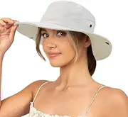 [UTOWO] Sun Hat for Women Summer UV Protection Beach Hat Wide Brim Mesh Bucket Fishing Hat with Ponytail Hole Foldable Packable Hat