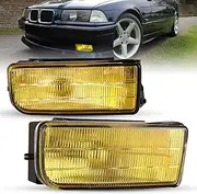 AUTOFREE Fog Lights Assembly Compatible with BMW E36 / M3 3 Series 1992 1993 1994 1995 1996 1997 1998 1999 Fog Lamps Replacement with H1 12V 55W Bulbs-1 Pair (Yellow Glass Lens)