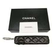 Rare New vintage CHANEL Pen Case Cambon Line Mini Pouch Brown Coco Mark Men s W