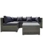 LONDON RATTAN 5 Piece 4 Seater Outdoor Modular Lounge Setting with Coffee Table