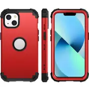 For iPhone 14 Case, Protective Triple-layer Armour Cover, Red