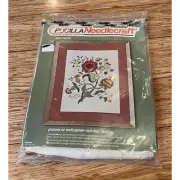 Vtg BUCILLA Needlecraft Crewel Embroidery Persian Wool Jacobean Flowers 2552