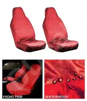 1+1 Front Red HD Car Seat Covers Pair Heavy Duty Set For Waterproof Fiat Panda