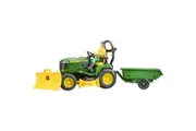 Bruder John Deere Farming Lawn Tractor with Trailer & Gardener 1:16 Kids Toy 4+