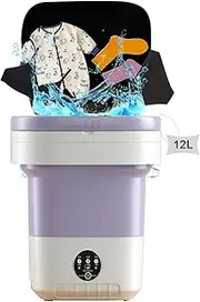 Foldable Mini Washing Machine with Dryer, 12L Camping Small Washing Machine, Portable Mobile Washing Machine, 3 Cleaning Modes, Small Washing Machine for Camping, Dormitories, Home, Underwear, Socks