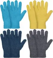 4 Pairs Microfiber Dusting Gloves Reusable Auto Dusting Cleaning Gloves Kitchen