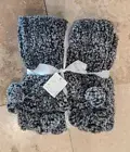 POTTERY BARN ~ COZY POM POM SHERPA THROW ~ HEATHERED GRAY ~ 50” X 60”