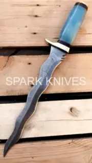 16” SPARK CUSTOM HANDMADE DAMASCUS KRIS BLADE KNIFE QUALITY W/SHEATH